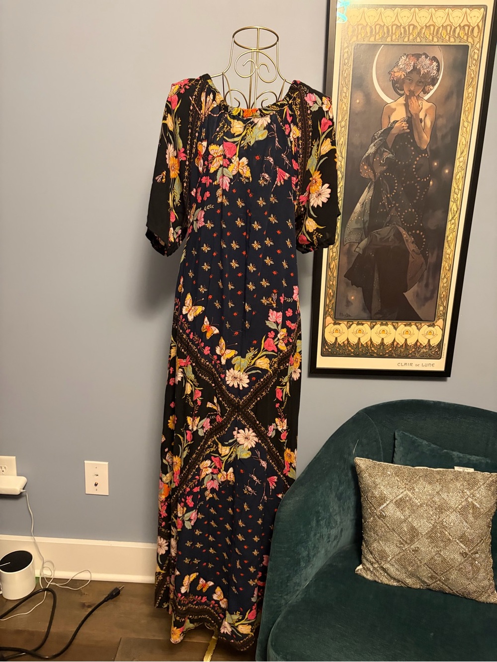 Free People Boho Floral Maxi Dress - Navy Floral